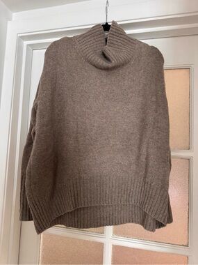 Cynthia Rowley Taupe Ribbed Cowl Neck Sweater